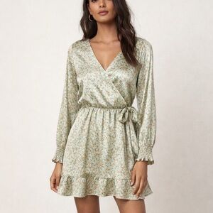 Altar’d State Long Sleeve Faux Wrap Mini Dress Size Small